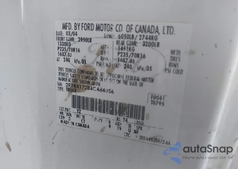 2004 Ford F-150 Heritage Xl/Xlt from USA, damaged, VIN 2FTRX17284CA66956